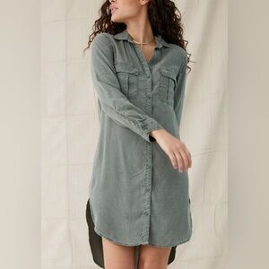 Cloth & Stone Army Green Long Sleeve Shirt Dress Size M